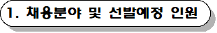채용분야 및 선발 예정 인원
