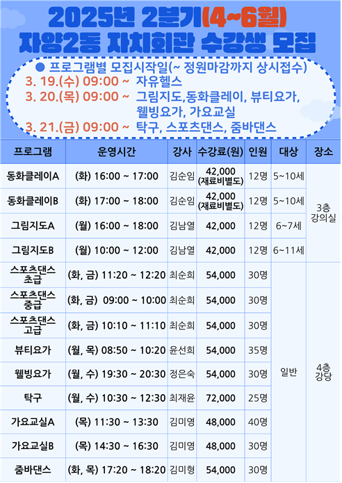 자치회관 프로그램