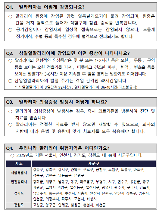 말라리아 관련 질의문답
